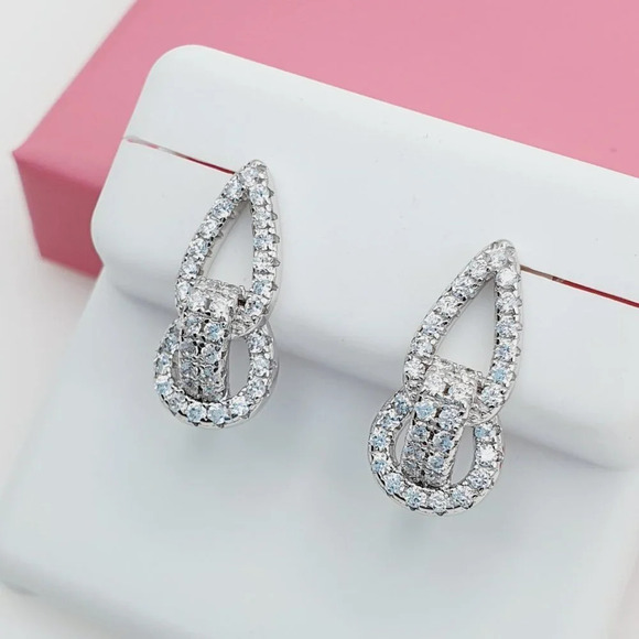 925 Sterling Silver Cubic Zirconia Earrings, U19254710 - Picture 2 of 11